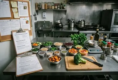 Ingredientes naturales junto a cuaderno de notas
